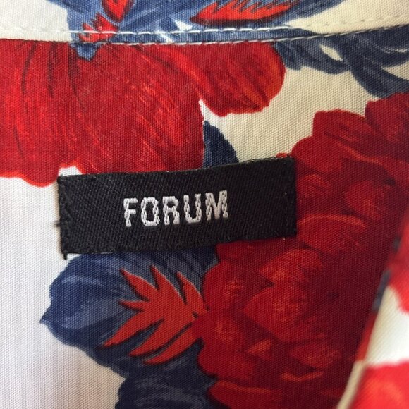 Forum Men's Red Floral Short Sleeve Shirt 100% Cotton Size Medium Made in Brazil - Picture 6 of 10